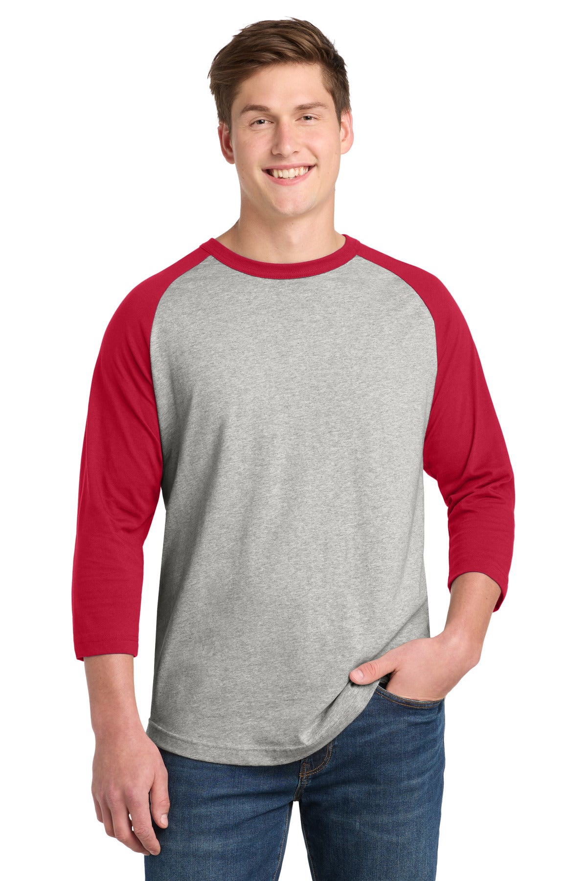 Heather Grey/ Red